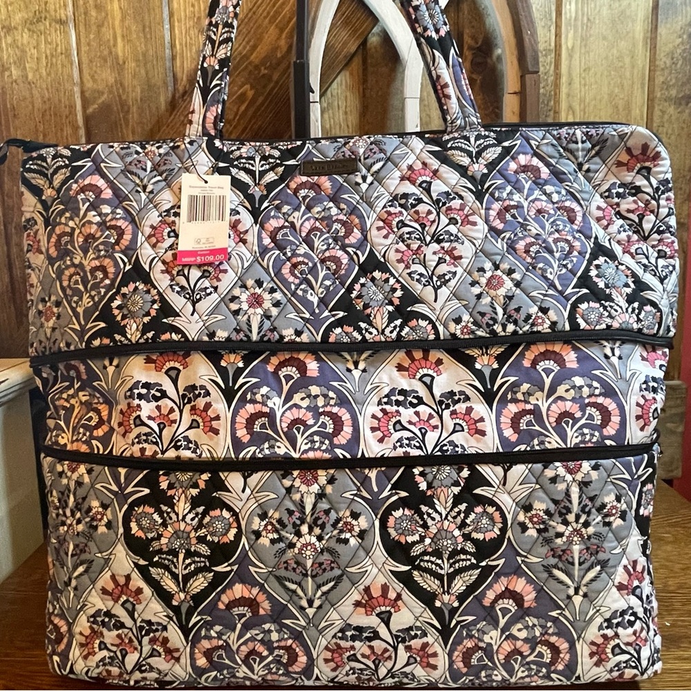 Vera Bradley Ornate Blooms Expandable Travel Tote Bag New NWT - Picture 2 of 16